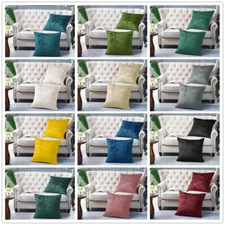 Pack of 2 Textured Velvet Soft Solid Decorative Square Throw Pillow Covers Set