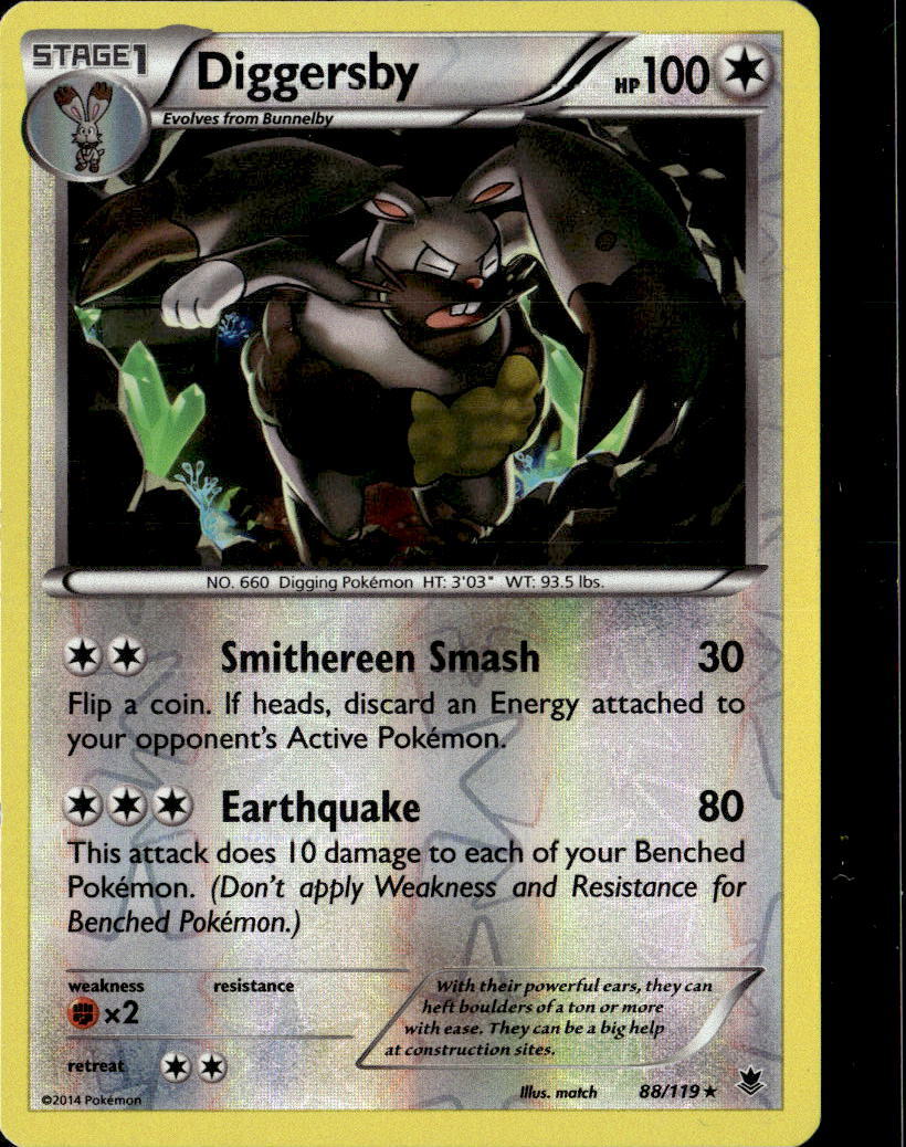 Pokemon Diggersby 88/119 Phantom Forces Reverse Holo Rare