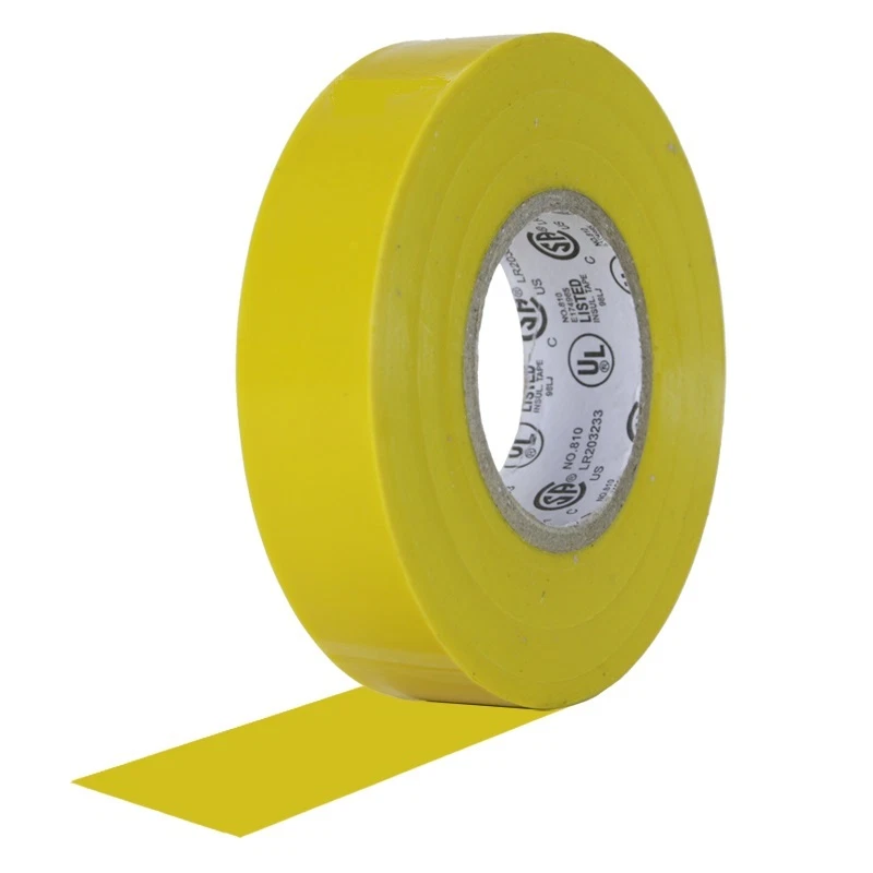 225FWY 20 Rolls Yellow Vinyl Electrical Tape 3/4" x 60' Flame Retardant UL Listed RoHS