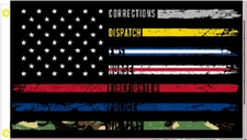 3X5 FIRST RESPONDERS THIN LINE USA TACTICAL BLACK FLAG BANNER 100D