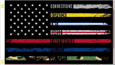 No One Fights Alone Flag 3x5 FT, First Responders American Flags Office Garage