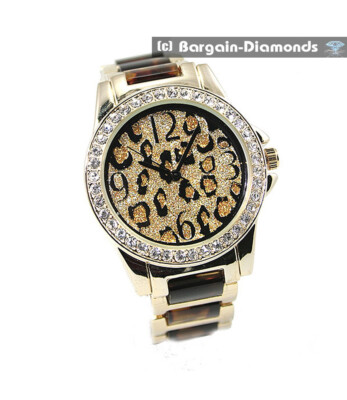 Two Tone Gold & CZ Diamond Leopard BLING Watch CZ Gold Panther Watch - Leopard – feliseatelier main image 4