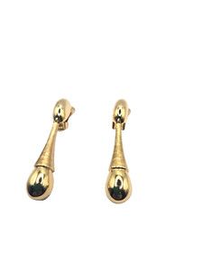 Authentic Dangling DIOR signed gold plated textured Teardrop clip earrings 1980s 2.25" l