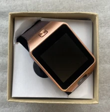 Digital Smart Wristwatch Purple Buckle Band Rose Gold Toned Rectangular Face