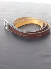 Brown Italian Skinny Leather Belt Croc Embossed England Wmns Med BANANA REPUBLIC