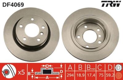 2x TRW DF4069 Bremsscheibe für BMW