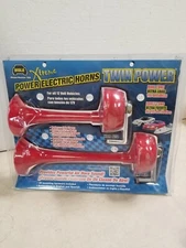 Wolo 200 Twin Power Red Plastic Trumpet Horns-12V, Low and High Tone