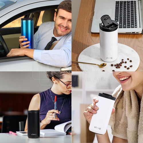 Insulated Coffee Mug Cup Travel Thermal Stainless Steel Flask Vacuum Leakproof - Picture 5 of 11