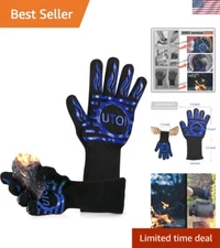 Essential 13-Inch Blue BBQ Gloves: EN407 Certified, Comfort & Heat Protection