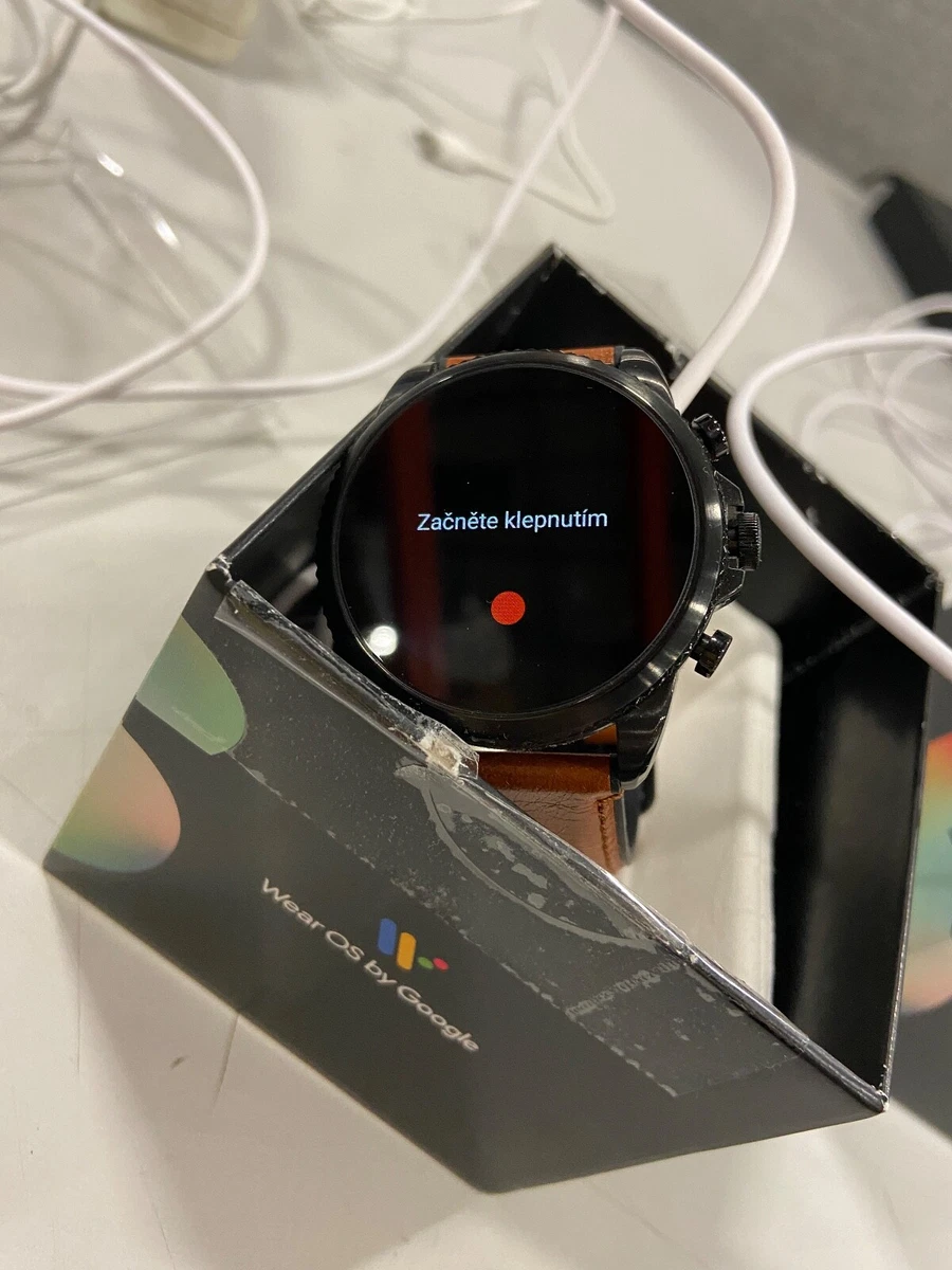 Fossil Gen 6 44mm Black Stainless Steel Case with Brown Leather Band Smart Watch