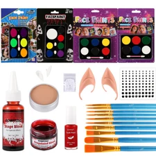 Bowitzki Big Halloween Makeup Kit 25 Colors Face Paint Fake Blood Tooth Ear Kit