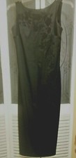 CDC Long Evening Dress With Black Beaded Flower Embellishments - Size 10 