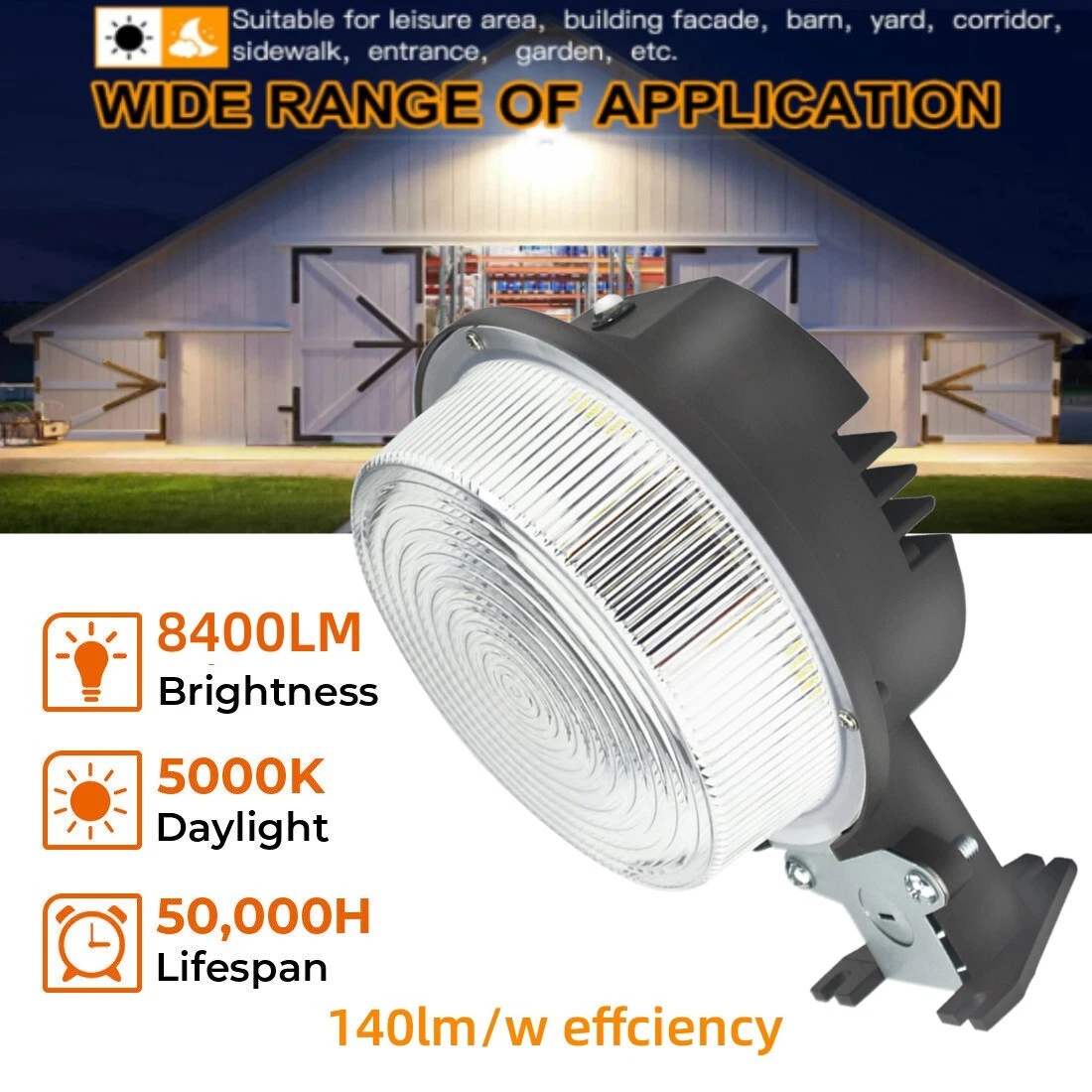 75W LED Barn Light Dusk to Dawn Outdoor Yard Security Area Light 120 V/220V