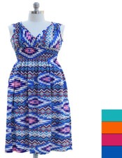 Womens XL/1X,2X,3X Sleeveless Aztec Print Empire Waist Maxi Dress 4 Colors