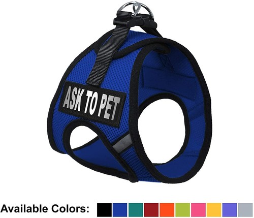 Soft Mesh Dog Harness No Pull Step In Vest Small Medium Large w Ask To Pet Patch - Picture 16 of 18