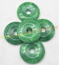 Vintage Natural imperial Green Jade Gemstones Circle Donut Pendant Lucky Amulet