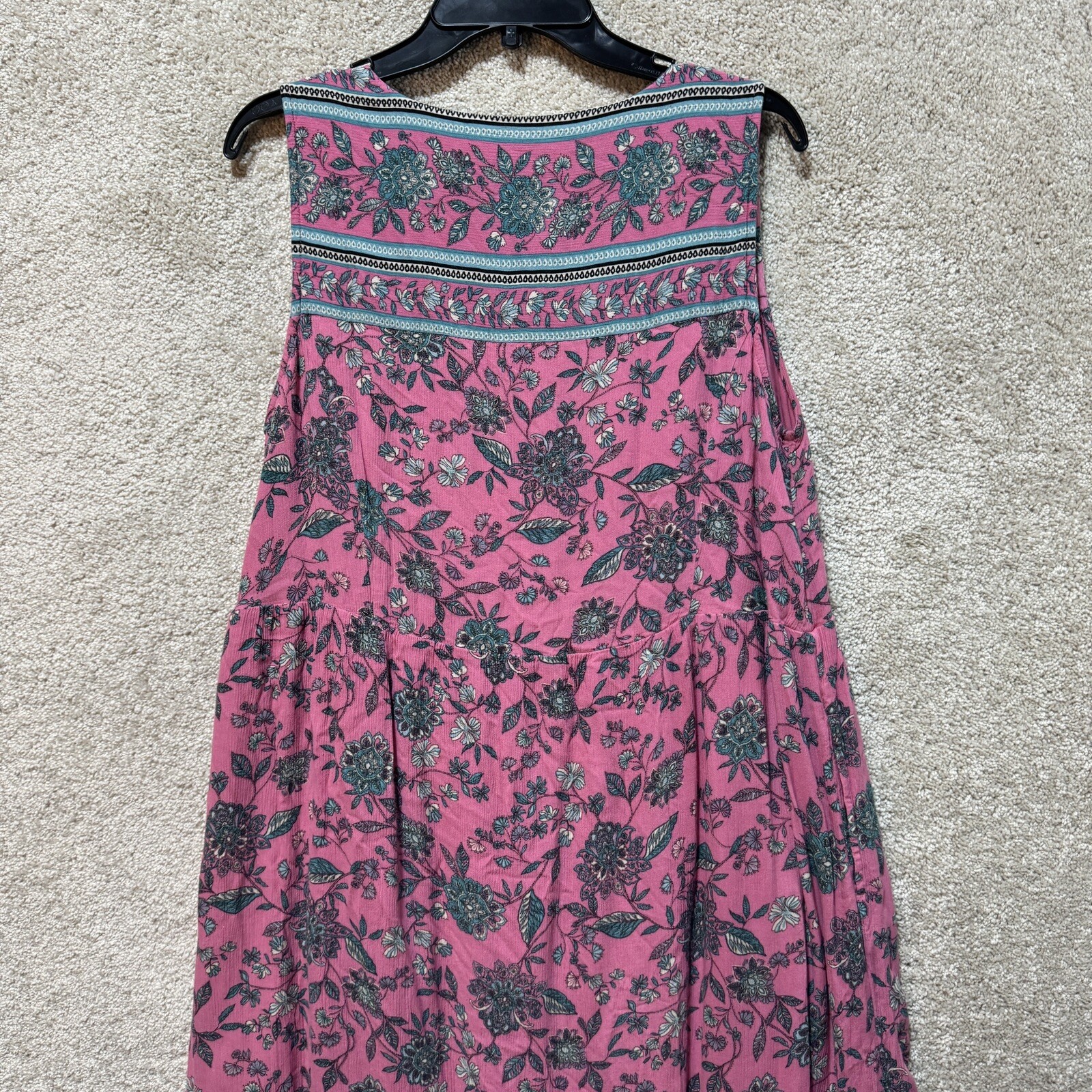 J Jill Peasant Maxi Dress Women PXL Pink Floral Cotta… Gem