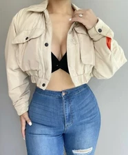 Fashion Boutique Women’s Brand New Beige Bomber Jacket Size S