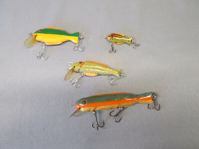 Lot Handmade Homemade WOOD Hooks FISHING LURES Decorative Tramp Crafted  Art