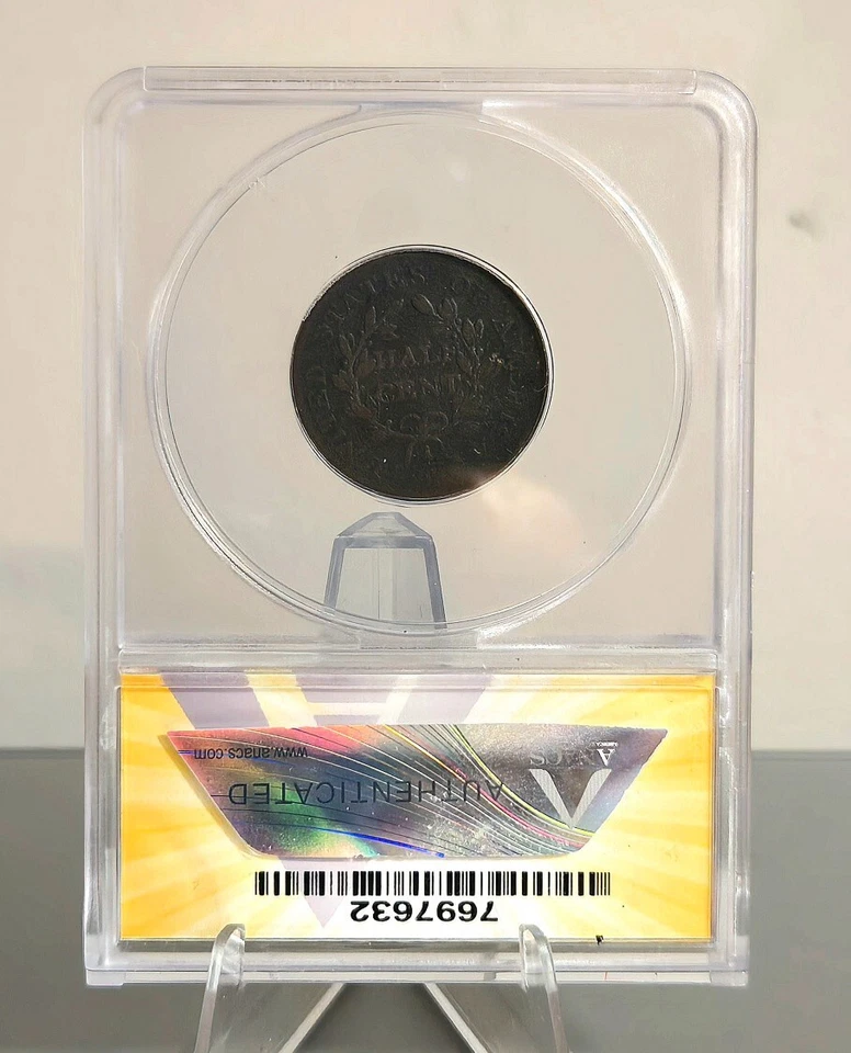 1804 1/2C Draped Bust Half Cent C-12 Crosslet 4 No Stems ANACS VG10 Details - Image 4 of 4