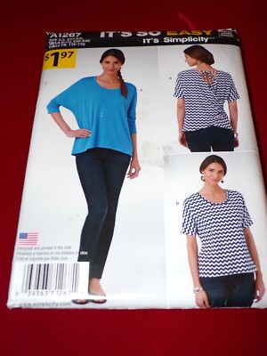   SIMPLICITY #A1267-LADIES TWO STYLE PULLOVER TOP w/BACK TIE PATTERN XXS-XXL FF