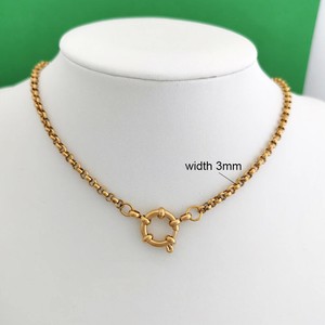 Authentic Necklace Gold Plated Sailor Clasp Paperclip Rolo Chain Jewelry