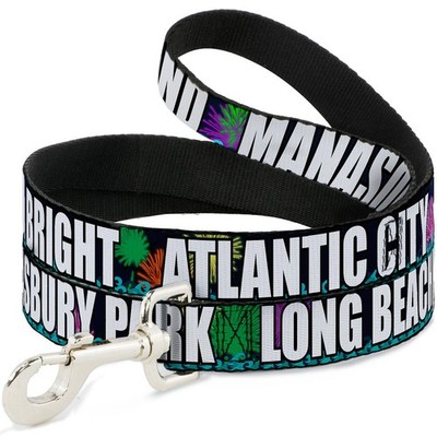 Dog Leash New Jersey Shore Towns Black/Multi Color/White NARROW 0.5'' (US IMPORT)