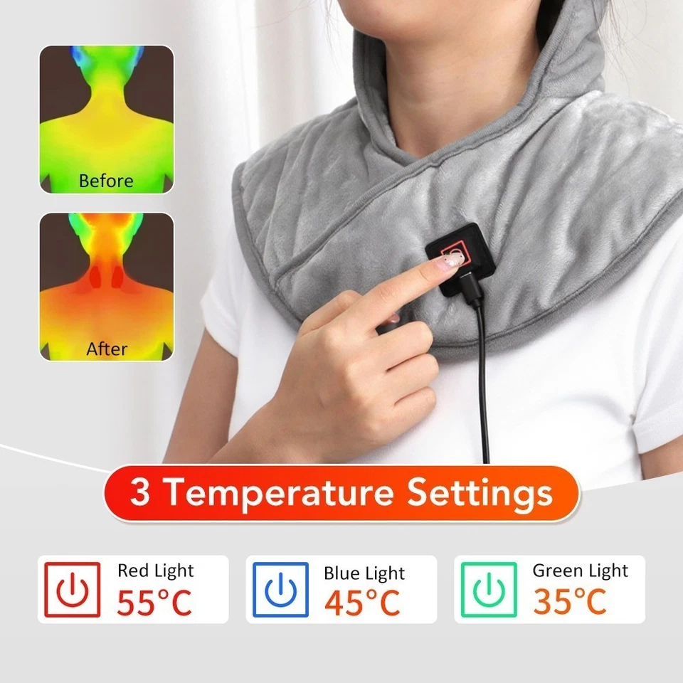 Heating Pad for Neck Shoulders Pain Relief Rechargeable Heated Wrap Neck Warmer - Image 3 of 4