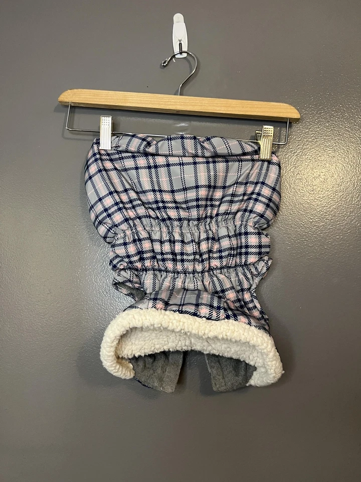 Abrigo Chaqueta Pup Crew Perro Mediana Rosa Azul Marino Cuadros Sherpa Forrado de Vellón Cálido Invierno Foto 2 de 4