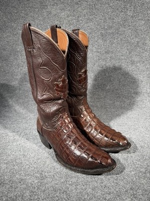 Cowtown USA Vintage Brown Hornback Caiman Alligator Western Boots Men s 10.5 EE