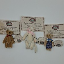 3 Ganz Cottage Collectibles Miniatures Bear Cat Franklin Steve Wendy COA 3"