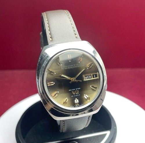 Citizen Seven Star V2 Vintage Jour Date Marron 26jewels Automatique Homme Montre - Photo 5 sur 9