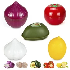 Vegetable and Fruit Storage Containers for Refrigerator, Lemon Tomato Garlic ...