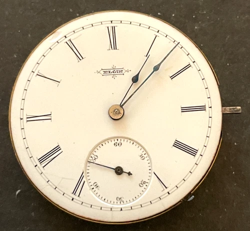Antique 1887 Elgin Grade 95 Pocket Watch Movement Running Ticks 6s 7j USA