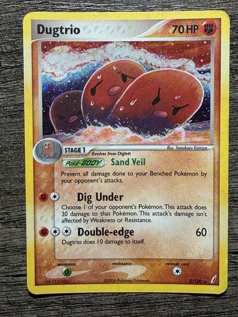 POKEMON DUGTRIO 5/100 RARE HOLO 2006 CRYSTAL GUARDIANS + NEW ARCEUS SLEEVE LP