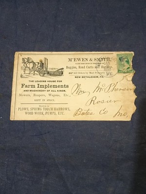 Vintage 1890 M'EMEN & SMITH Farm Implements,Letter & Envelope 