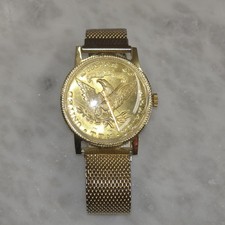 Orologio Vintage Remex Gold Eagle Stile Moneta - Meccanico Carica Manuale - Cinturino Maglia
