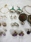 Earrings. vintage pierced earring lot 19 pair. gemstones, stud, hoops. untested — photo 3