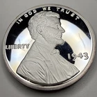2 oz. 1943 LINCOLN CENT coin .999 fine silver O52