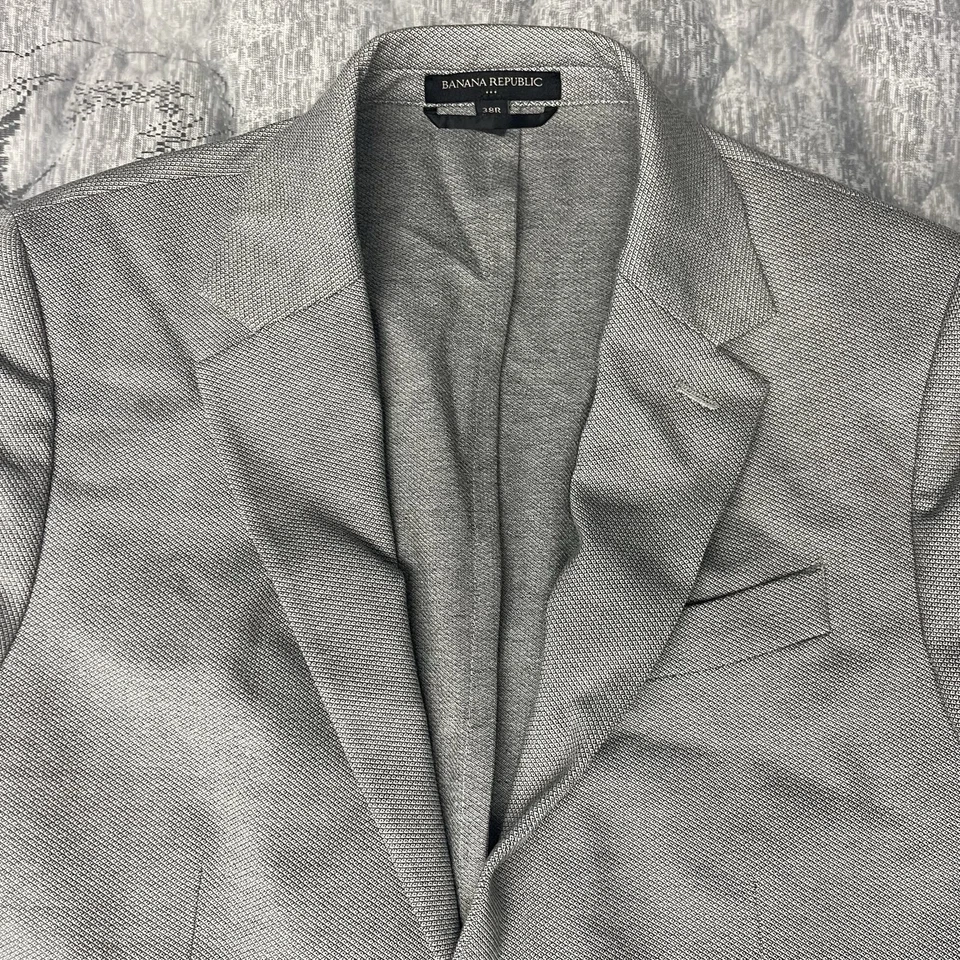 Chaqueta Blazer Banana Republic Hombre 38R Abrigo Deportivo Gris Informal Sin Construir Foto 2 de 4