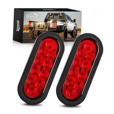 6Inch Oval Trailer Tail Light 2PCS 10LED Red Stop Brake Turn Signals Red 2Pcs