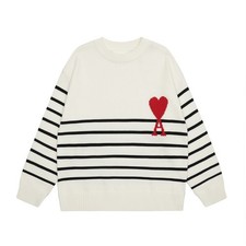 Ami Women's Classic Heart Patterned Round-neck Pullover Sweater Size: M