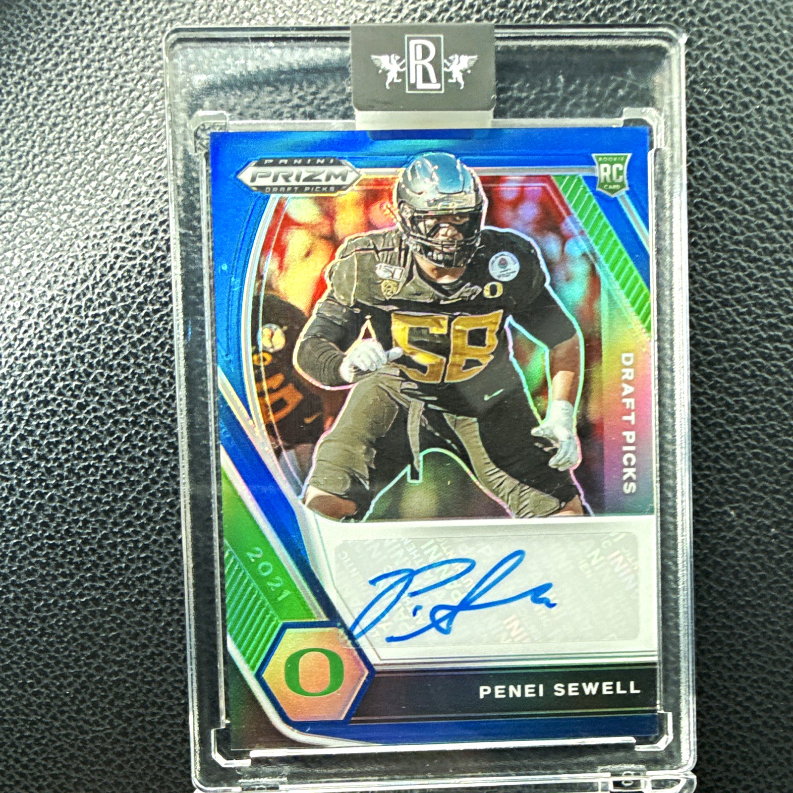 Panini 2021 Prizm Draft Picks Penei Sewell Auto RC Blue Prizm DPA-PSE /149