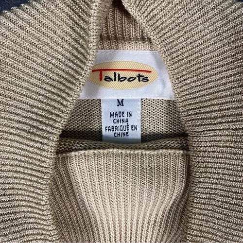 Talbots Silk Blend Gold Metallic Turtleneck Sweater Size Medium EUC - Picture 3 of 6
