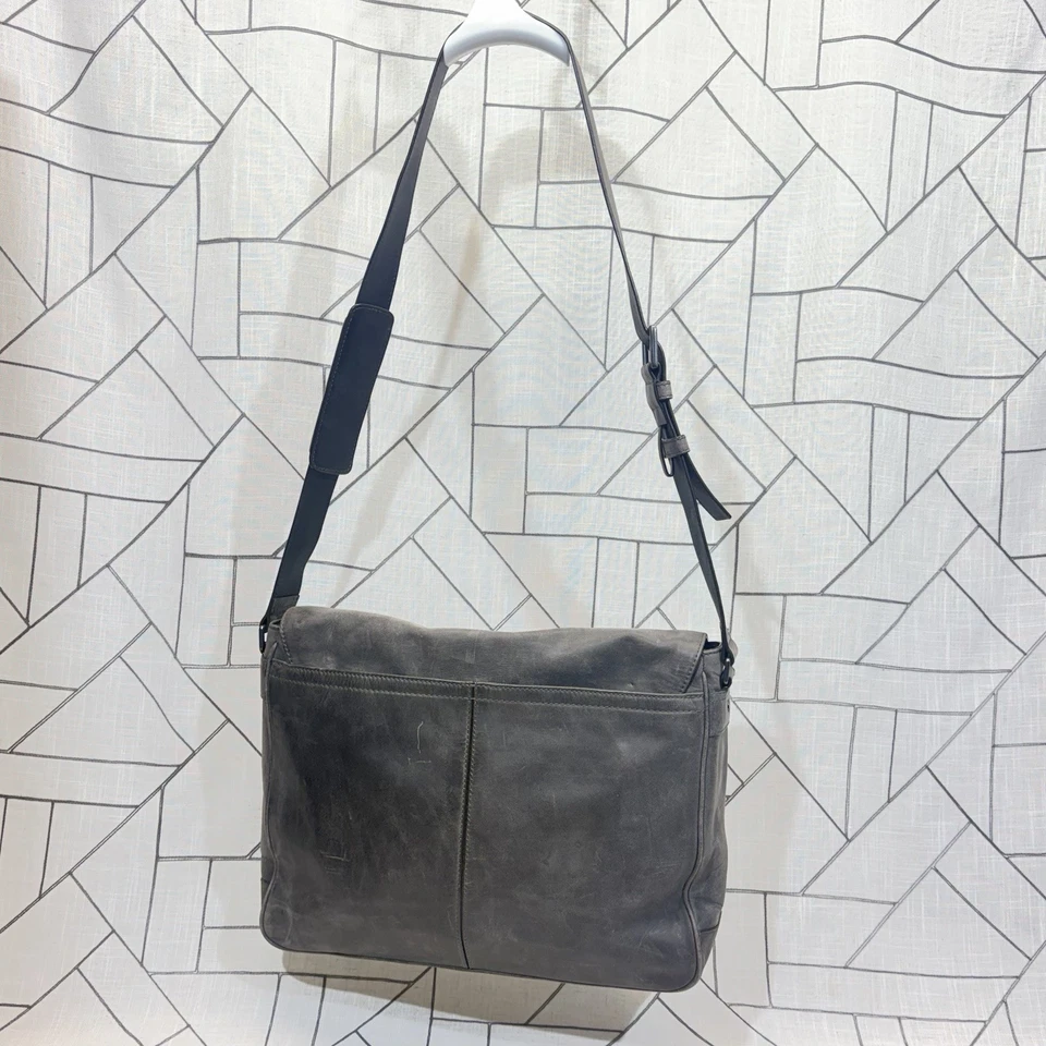 Para hombres FRYE Logan Bolso Mensajero Pizarra Correa para el Hombro Laptop Cuero Gris Foto 3 de 4