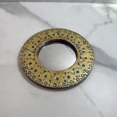 Connie Remaly Embossed Layered Handmade Studio Art Pottery Miniature Mirror