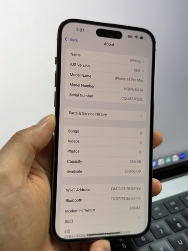Apple iPhone 14 Pro Max 256GB (100% Batt) Factory Unlocked Deep Purple #22185 - Zdjęcie 5 z 16