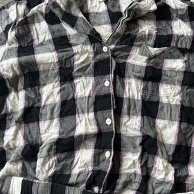 Victoria&rsquo;s Secret Plaid Pajama Set Button Front Top & Shorts Purple Black  Sz L