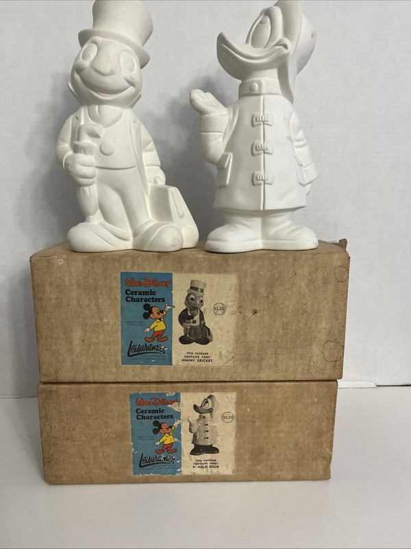 Walt Disney Donald Duck & Jimmy Cricket Ceramic Characters - Leisuramics - 1970s