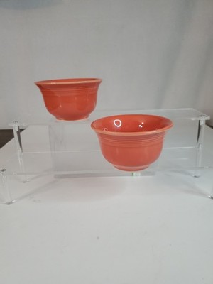 2) Homer Laughlin FiestaWare Persimmon 7oz Bouillon Bowl Retired Custard Cup